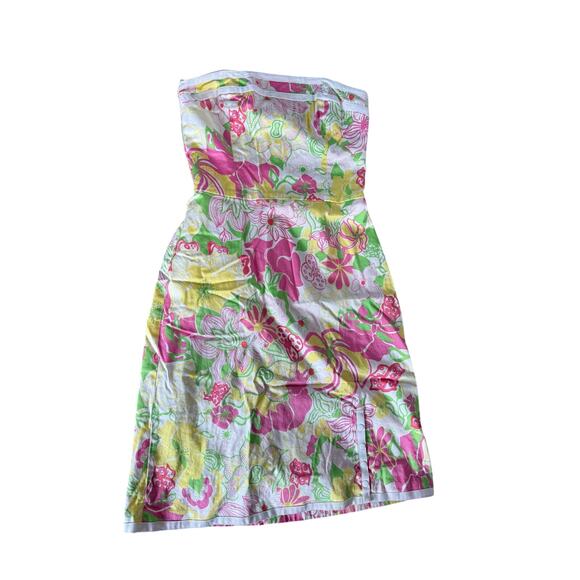 Tibi vintage retro pink and green floral print tropical sleeveless dress - Picture 1 of 8